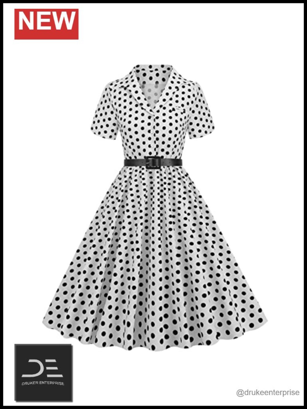 Vintage 1950s Rockabilly Retro Short Sleeve Tie Midi Dress Cocktail Party